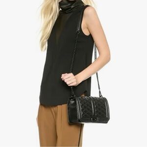 Rebecca Minkoff Black Quilted Crossbody love Bag with dust bag As is
